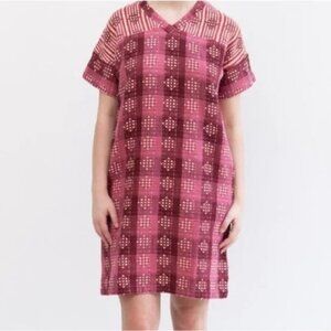 Ace & Jig pink and red diamond striped patterned short sleeve shift dress